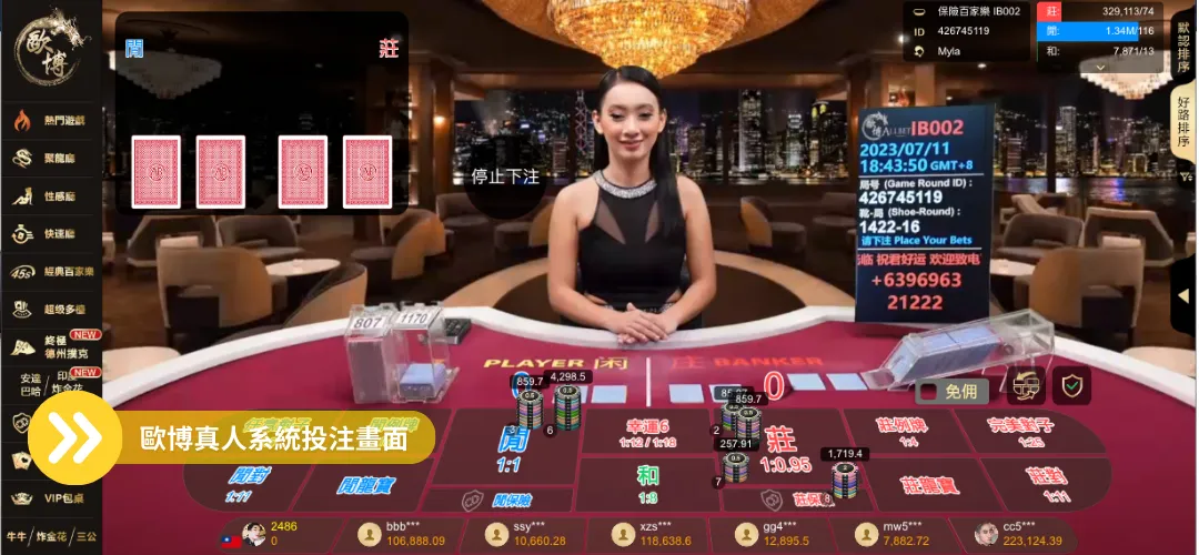 線上荷官－歐博系統投注畫面